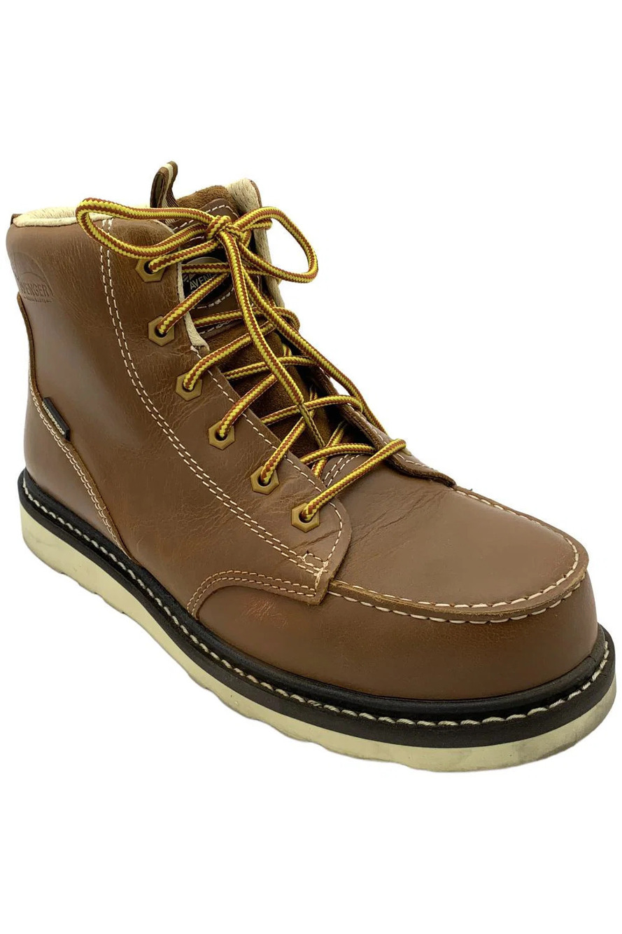 Avenger Women's Wedge 6" Mid Waterproof Lace Up Work Boots Brown - Medium